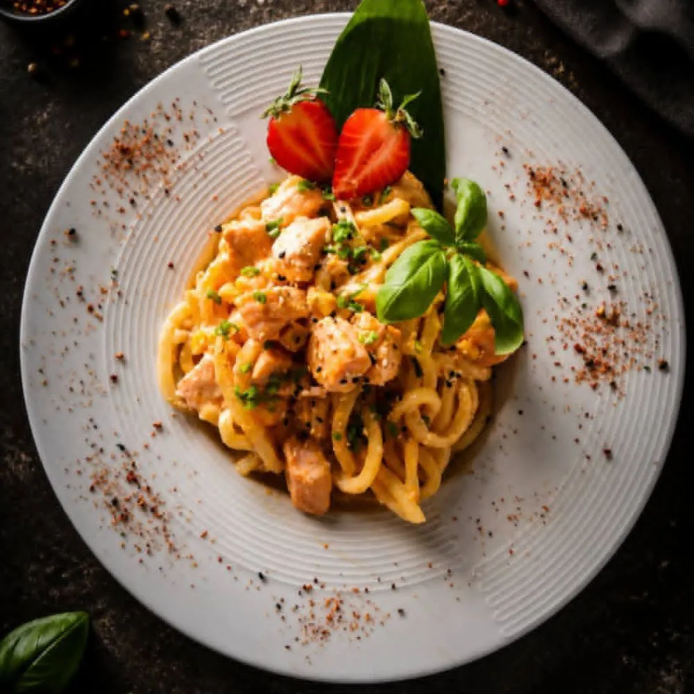 Udon z łososiem